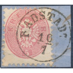 ÖSTERREICH 1864 5kr, EXTREM VERZÄHNT! Waagr.Bug! RADSTADT (S) Mü:15P! Schön!