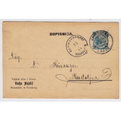 ÖSTERREICH 1904 5h PERFIN! KARTE, KRAINBURG (Kr) nach RADOLJCA
