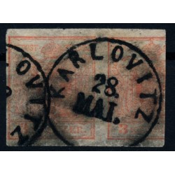 ÖSTERREICH 1850 3Kr,+1/2 3Kr! HP, Type I. KARLOVITZ (Bm) Mü:35P! Interessant!