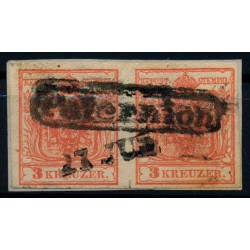 ÖSTERREICH 1850 2*3Kr, MP, Type III. PAAR! PATERNION (K) Mü:90P!+Datumstempel.