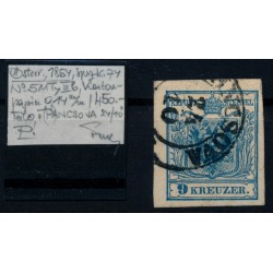 ÖSTERREICH 1850 9Kr, MP, Type III.b, KARTONPAPIER! PANCSOVA (Bm) Dr.FERCH.SIGNUM