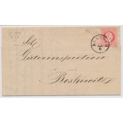 ÖSTERREICH 1872 5Kr, gD, TROCKENER DRUCK! GROßES Wz! Brief (Inhalt) BLANSKO (M)