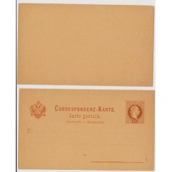ÖSTERREICH 1867 2Kr, Korr-Karte+ANTWORTTEIL dazu, RUMÄNIEN-FORMULAR! UNGEBRAUCHT