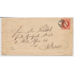 ÖSTERREICH 1873 5Kr, GA-Umschlag, BLAU-FINGERHUTSTEMPEL LEIPNIK/BAHNHOF (M) 90P!