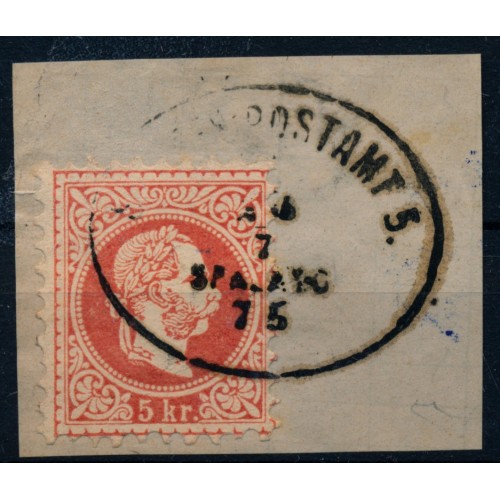 ÖSTERREICH 1867 5Kr, auf Briefstück. SCHIFFS POSTAMT 5/SPALATO, Kl:250P! Schön!