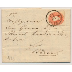 ÖSTERREICH 1862 5Kr, Brief (Inhalt) LIESING (Wv) nach BADEN. Sehr schön!