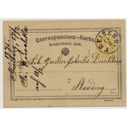 Österreich 1875 2kr, Korr-Karte FREIBERG (M) nach STAUDING. Oben Bug! Attraktiv!