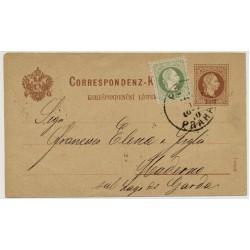 Österreich 1880 2kr, Korr-Karte+3kr PRAG/PRAHA mach MEDERN bei GARDASEE! Schön!