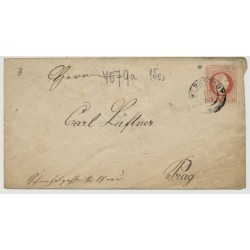 Österreich 1875 5kr, GA-Umschlag WERNSTADT (B) Kl:40Punkte! Nach PRAG.