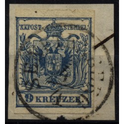 Österreich 1850 9kr, PLATTENFEHLER bei 9! SENFTENBERG (B) Mü:15Punkte!