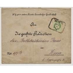 Österreich 1879 3kr, grün, feiner Drck, ORTSBRIEF WIEN Stempel. Schön!