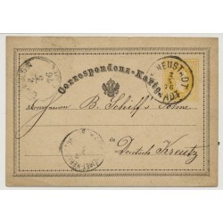 Österreich 1876 2kr, Korr-Karte WR.NEUSTADT/STADT nach DEUTSCH KREUTZ. Schön!
