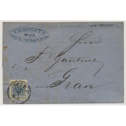 Österreich 1858 9kr, MP, Type III. Brief WIEN nach UNGARN, nach GRAN. Schön!