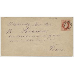 Österreich 1876 5kr, GA-Umschlag MIEDSCHIN (B) Kl:50Punkte! Nach PRAG. Schön!