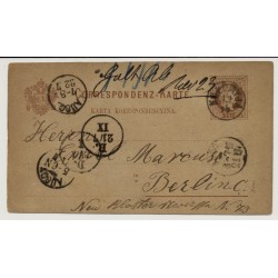 Österreich 1877 2kr, Korr-Karte KOLOMYJA (Galizien) nach BERLIN.