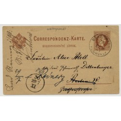 Österreich 1882 2kr, Korr-Karte BODENBACH (B)-BERLIN und WEITERGESANDT!