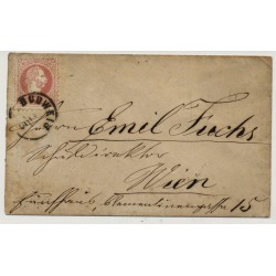 Österreich 1872 5kr, grober Druck Briefkuvert BUDWEIS (B) nach WIEN. Schön!