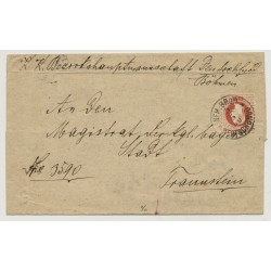 Österreich 1880 5kr, Brief NEM:BROD/DEUTSCHBROOD (B) Kl:20P! Nach TRAUNSTEIN.