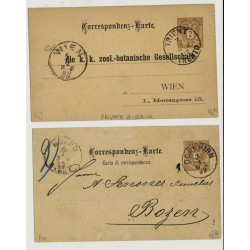 Österreich 188. 2Stk. Korr-Karte mit DORNBIRN und TRIENT Stempeln. Schön!