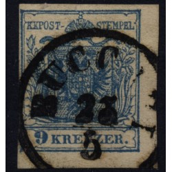 Österreich 1850 9kr, MP, Type III.b, BUCCARI (Ks) Mü:15Punkte!