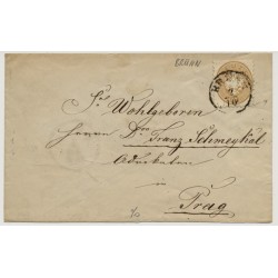 Österreich 186. 15kr, Briefkuvert BRÜNN nach PRAG. Rückseitig VIGNETTE!