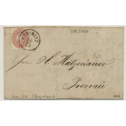 Österreich 1866 5kr, Brief, FACTURA! KREIBITZ (B) nach PRERAU. 5kr Stempelmarke
