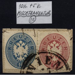 Österreich 1863/64 2-Farbne-MISCHFRANKATUR:10kr (1863)+5kr (1864) WIEN Stempel