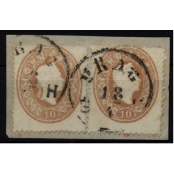 Österreich 1861 2*10kr, HELLBRAUN! Briefstück. PRAG/B.H. Schön!