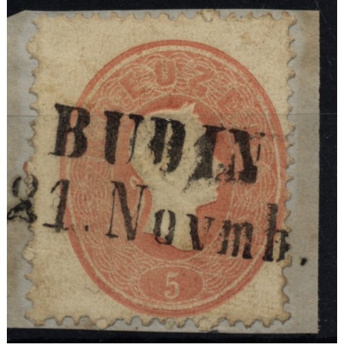 Österreich 1861 5kr, BUDIN (B) Mü:15Punkte! Schön!