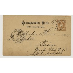 Österreich 1888 2kr, Korr-Karte ZBOROW (Galizien) Kl:20P! Nach BRÜNN.