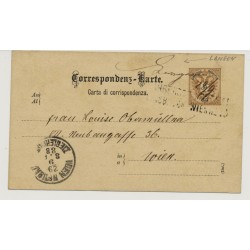 Österreich 1888 2kr Karte LANGEN mit FAHRENDES POSTAMT/INNSBRUCK-WIEN No 15