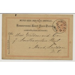 Österreich 1893 5kr, UPU-Karte WIEN nach LONDON. Schön!