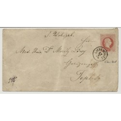 Österreich 1876 5kr GA-Umschlag von LIEBESCHITZ (B) Kl:40P! Nach TEPLITZ.
