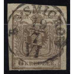 Österreich 1850 6kr, MP, Type III. B.S.SMICHOW/VI (B) Mü:30Punkte! Schön!
