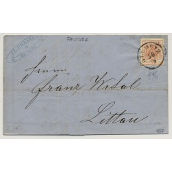 Österreich 1857 3kr, Faltbrief (mit Inhalt) FACTURA! Von OLLMÜTZ nach LITTAU.