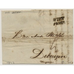 Österreich 1846 Flatbrief (mit Inhalt) von WIEN nach UNGARN! Nach DEBRECZIN.