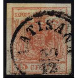 LOMBARDEI-VENETIEN 1850 15C, MP, Type III. LATISANA