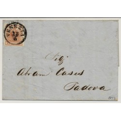 LOMBARDEI-VENETIEN 1853 15C, Brief (Mit Inhalt) von VENEZIA nach PADOVA. Schön!