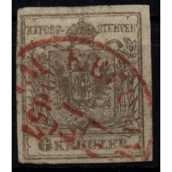 Österreich 1850 6kr, MP, Type III. HOHLDRUCK! ROTSTEMPEL RECOMMANDIRT/WIEN/1857