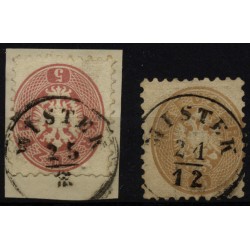 Österreich 1864 2MArke:5kr und 15kr, MISTEK (M)