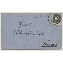 Österreich 186. 10kr, EXTREM VERZÄHNT! Brief TRIENT (Tirol) nach VERONA.