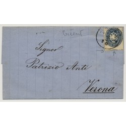 Österreich 186. 10kr, EXTREM VERZÄHNT! Brief TRIENT (Tirol) nach VERONA.