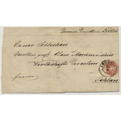 Österreich 186. 5kr, Brief (nicht komplett) AUSSSIG nach SCHLAN. Attraktiv!