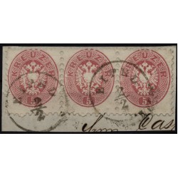 Österreich 1864 3*5kr, DREIERTSTREIFEN, stark verzähnt! EIPEL (B) Datum:2/2!