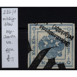 Österreich 1850 Zeitungsstempelmarke, 1kr, MILCHBLAU, 2/Iib/1 Wz! STRAKOSCH sig