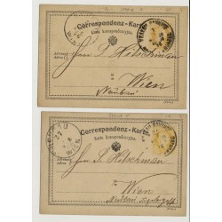 Österreich 1876 2Stk. Korr-Karte, beide KRAKAU (Galizien) nach WIEN.