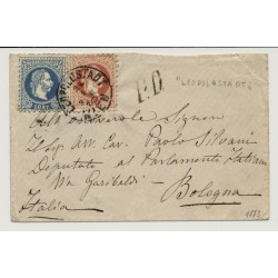 Österreich 1873 10+5kr, AUSLANDS-Briefkuvert LEOPOLDSTADT/WIEN - BOLOGNA. P.D.