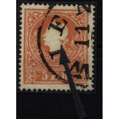 Österreich 1858 5kr, Type II. ZENTRIERT! FARBFLECK! WIEN. Sehr schön!