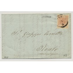 LOMBARDEI-VENETIEN 1858 15C, Brief (Inhalt) VICENZA nach NOALE. Schön!