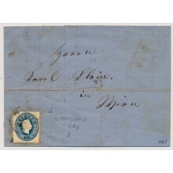 Österreich 1861 15kr, Brief (Inhalt), PETERSWALD (B) Mü:12P! Nach BODENBACH